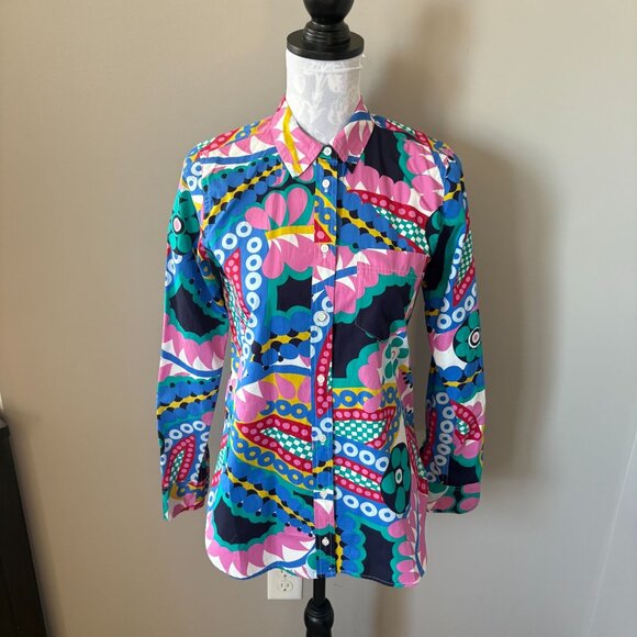 J.Crew Womens Classic Ratti Kaleidoscope Shirt Button Down Collared Size 2 NWT - Picture 2 of 4